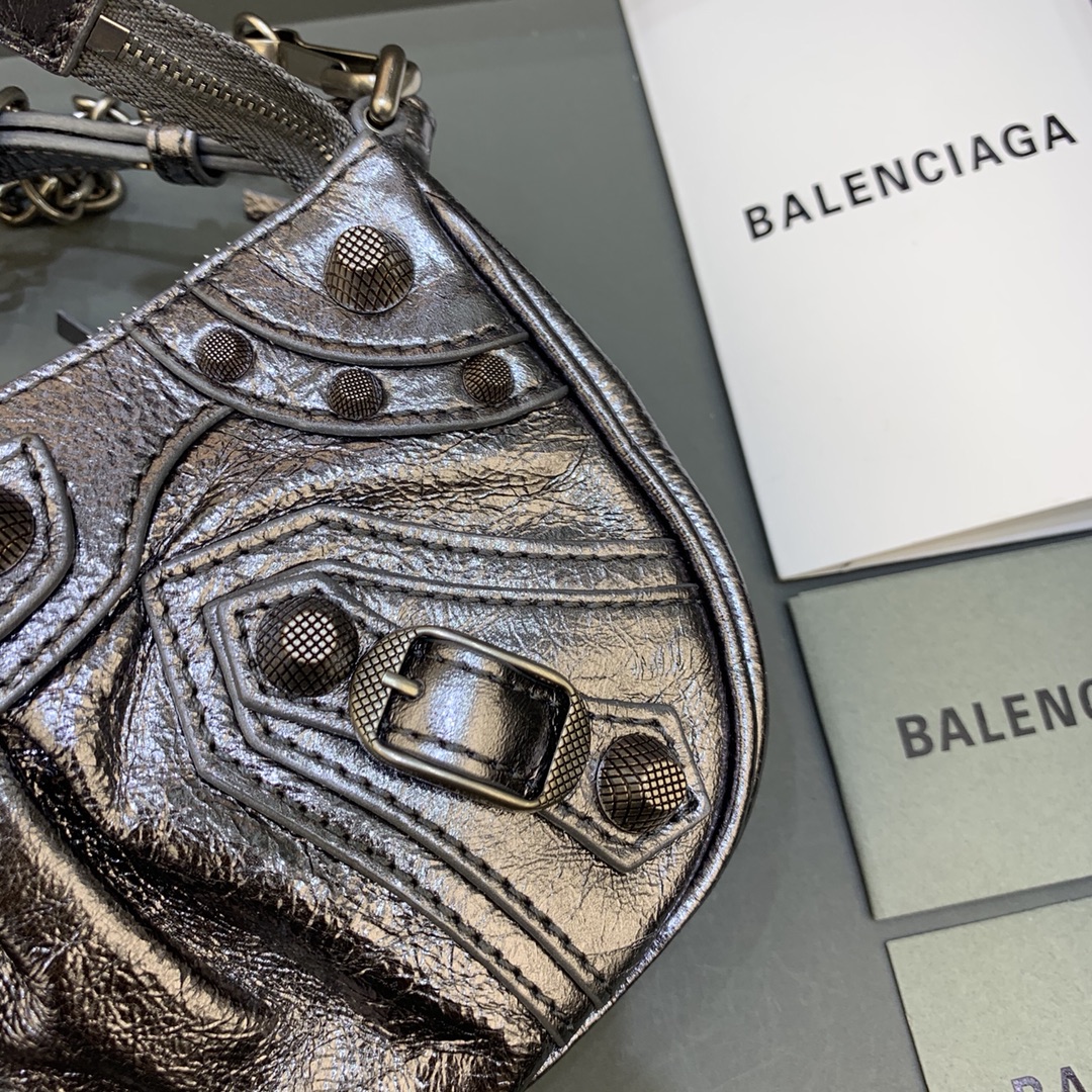 Balenciaga Le Cagole Mini Bag With Chain Shoulder Bag Silver